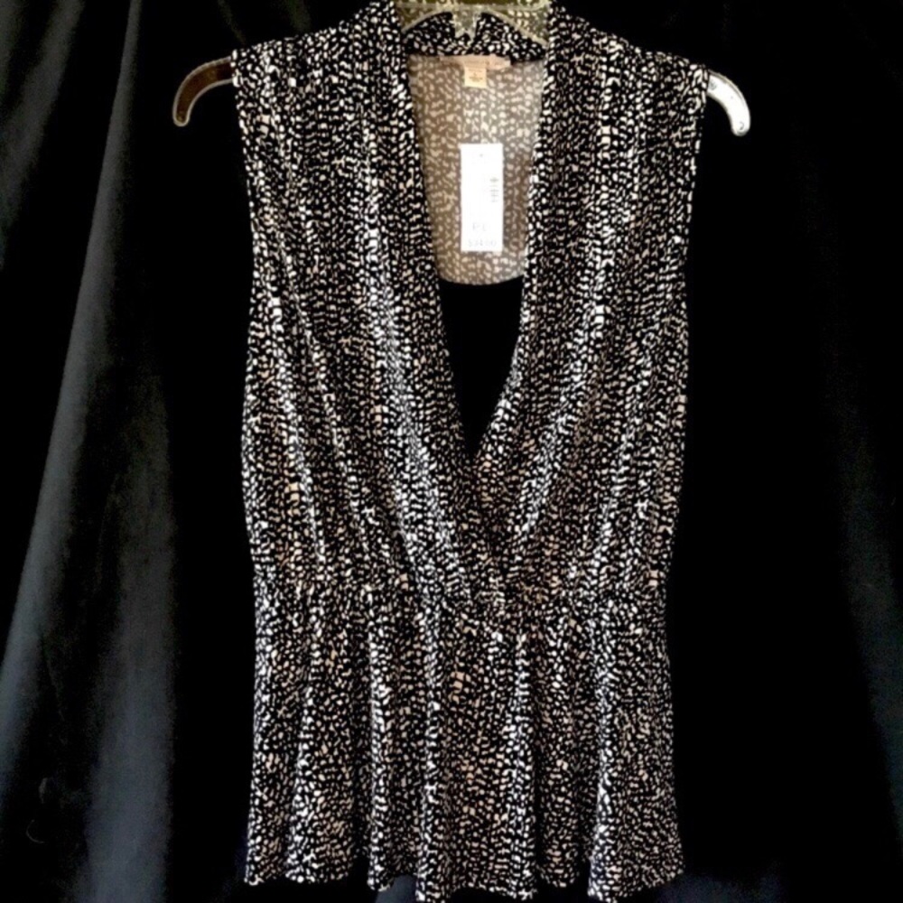 Petite Large Mock Layer Sleeveless Peplum Top